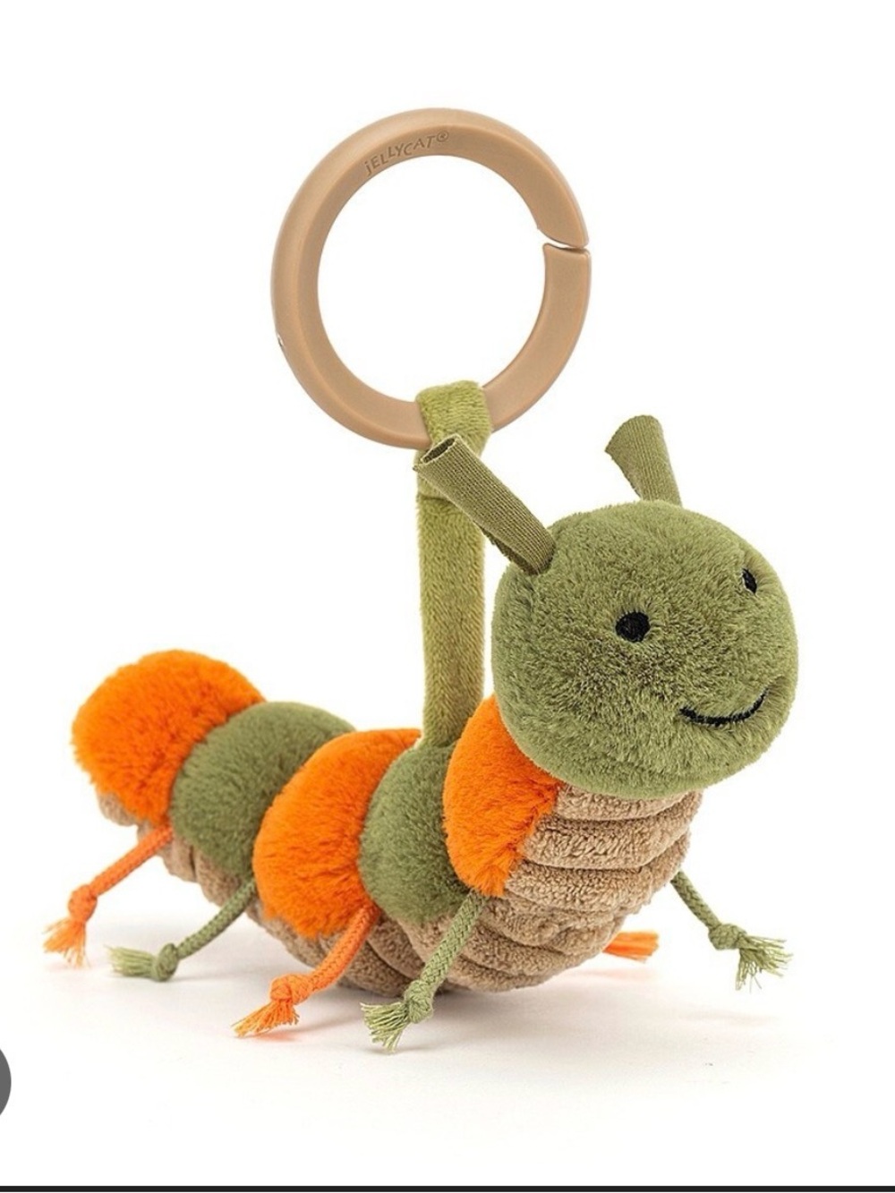 Jellycat Green and Orange Caterpillar Plush Rattle